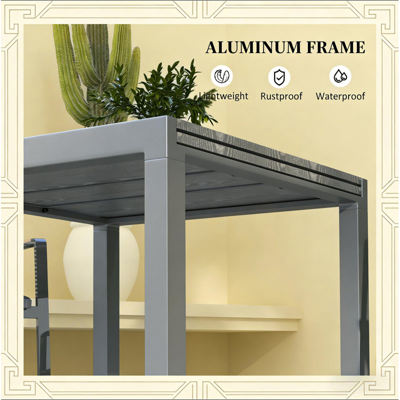 Table d'extérieur, table d'extérieur rectangulaire en aluminium