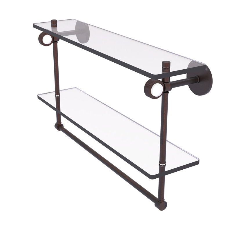 Tablette murale double verre Margolis, H 12,8 po x l 16 po x p 5,6 po, Bronze vénitien