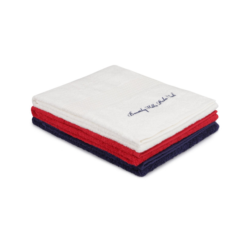 Ensemble de serviettes 3 pièces 100% coton, Rouge / blanc / bleu foncé