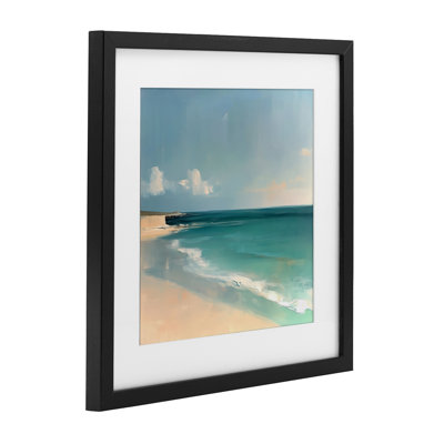 Turquoise Horizons Abstraction Framed Print Under Glass, design by Annabelle Hall