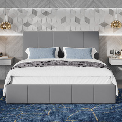 Upholstered Velvet Bed Frame With Adjustable Headboard