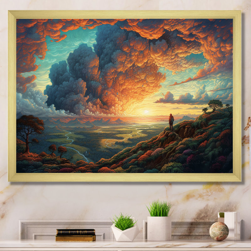Storm Brewing V, reproduction d'art sur toile, H 12 po x l 20 po x P 1 po, Encadrement doré
