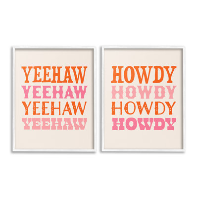 " Yeehaw & Howdy Typography " by Victoria Barnes 2 - Pieces