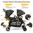 Double Stroller with Twin Seats, 5-Point Harness, Adjustable Canopies, Black-125367287