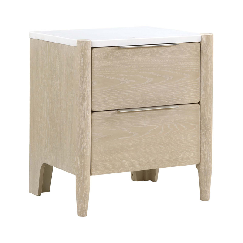 Table de chevet moderne avec ports de charge et plateau en marbre