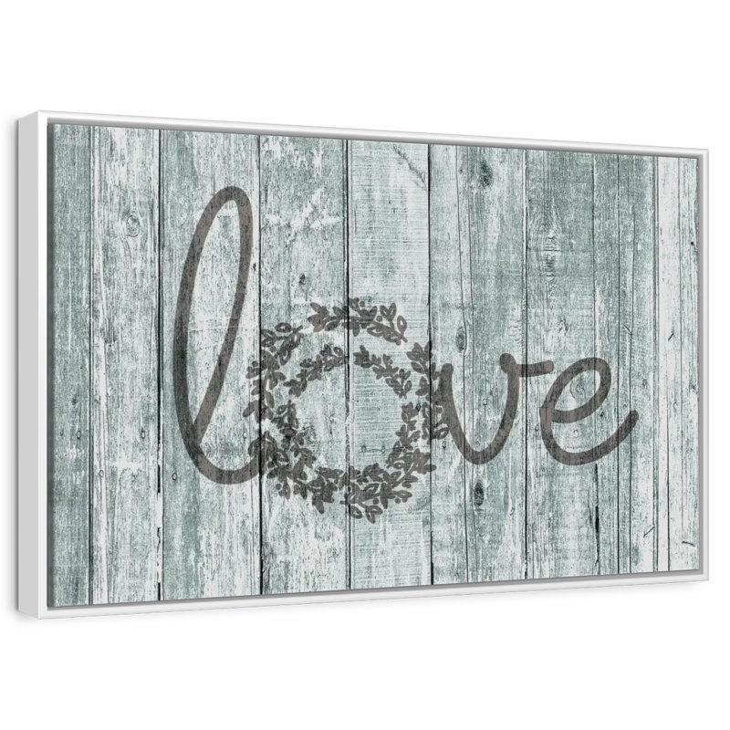 Amour en bois, typographie, Cadre flottant blanc, 19 po x 13 po