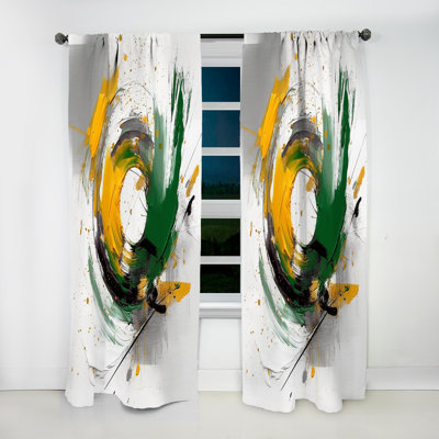 Elitia jaune vert abstrait Perspectives V - rideau en velours moderne - obscurcissant - 1 panneau