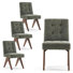 Turfed Linen Upholstered Dining Chair Armless Parsons Side Chair With Solid Wood Legs