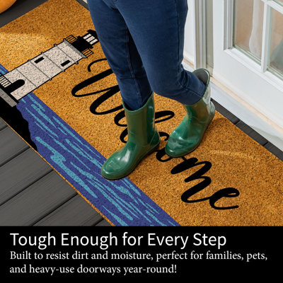 Coastal Coir Mat Welcome  Lighthouse 60x24"