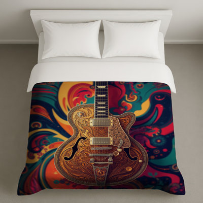 Intricate Guitar Engraving Duvet Covers