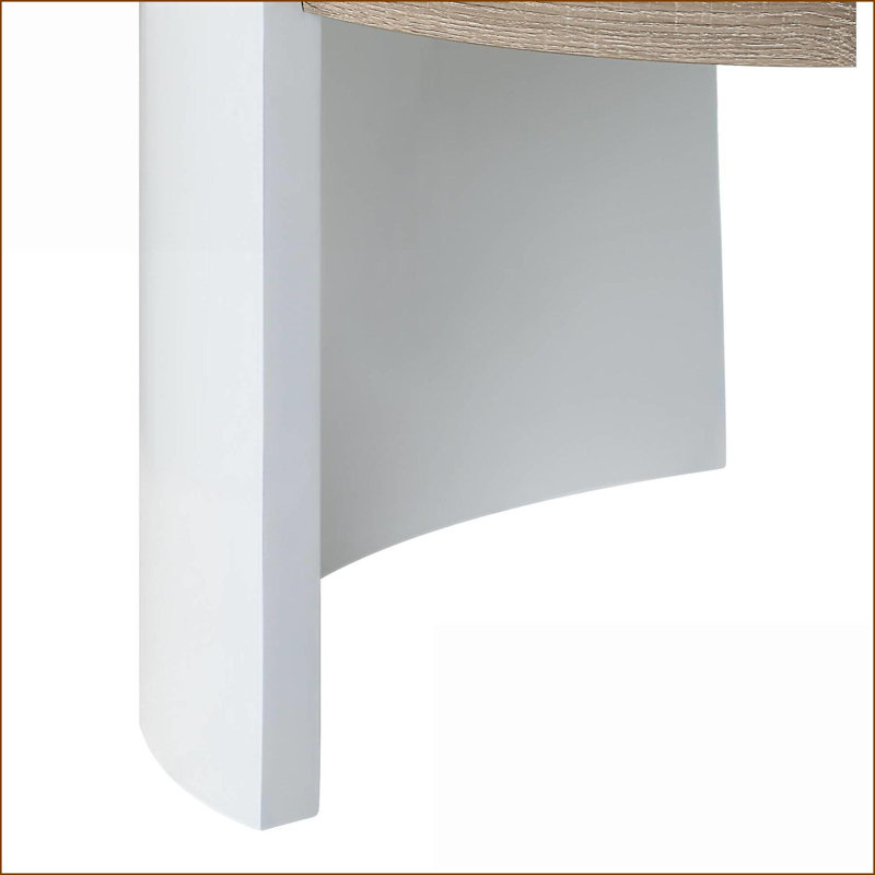 Chêne & amp; Table basse blanche à 1 tiroir ultrabrillante pour le salon, peu encombrante avec support robuste