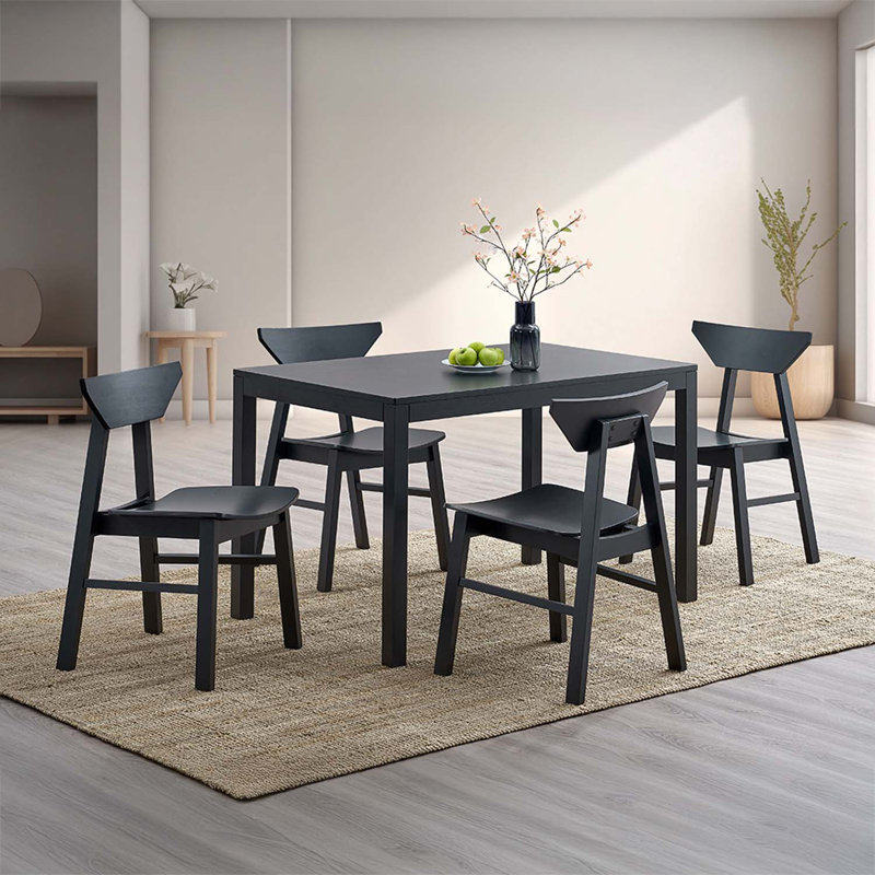 Table de salle à manger Frey, plateau rectangulaire de 47 pouces, bois noir scandinave
