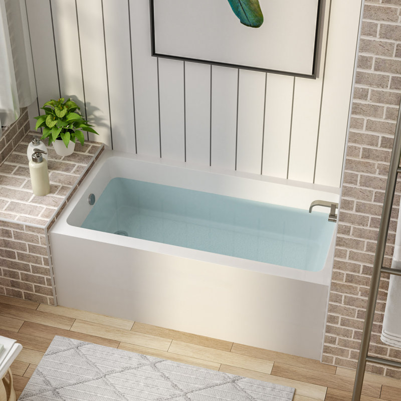 Freestanding Soaking Acrylic Bathtub with Pop Up Drain and Overflow Hole, 60" L x 32" W, Left
