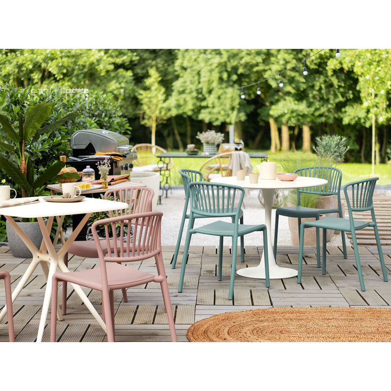 Stackable Outdoor Patio Dining Chair with Cushion, Green