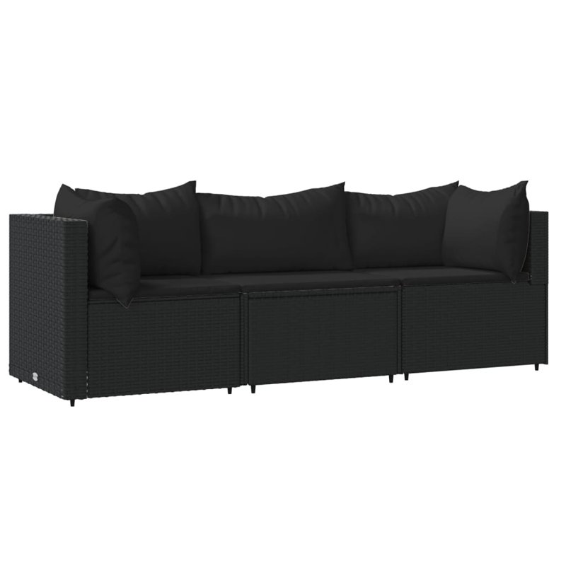 24.8'' Wide Patio Sectional Set with Cushions, Black, Black