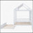 Wooden House Bed with  Trundle, Playhouse Design for Kids, Durable and Space-Saving-1175347392