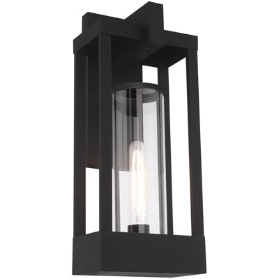 1 Light Outdoor Wall Lantern Pendant Fixture with Clear Glass Shade