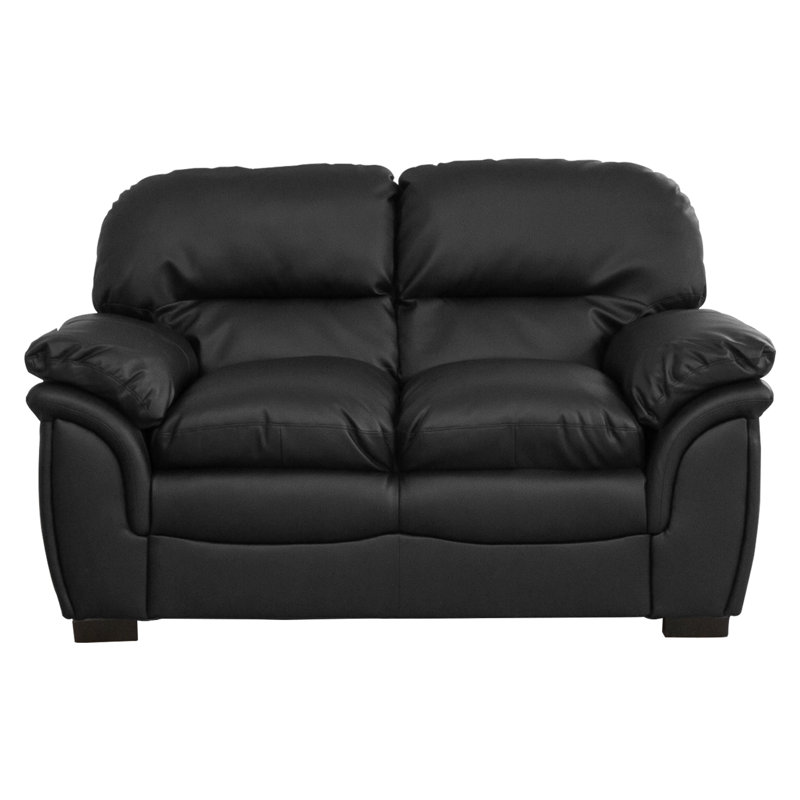 Sarno 2 Seater Faux Leather Loveseat, Black