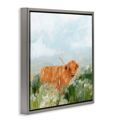 Longhorn Cattle Country Field Canvas Wall Art by June Erica Vess
