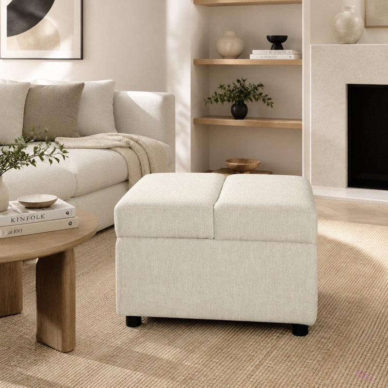 Lit d'appoint convertible ottoman pliant avec matelas, Chenille blanche