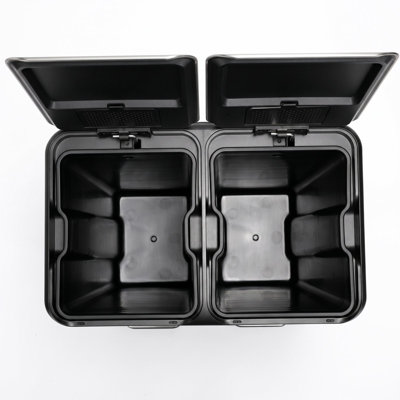 16 Gallon Dual Compartment Stainless Steel Step Trash Can, Soft Close Lid, Odor Control, 2 Inner Buckets, Pedal & Side Handle Recycling Bin for Home & Office