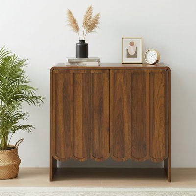 Buffet de 31,5 po de largeur avec portes à panneau ondulé et tablettes réglables - noyer