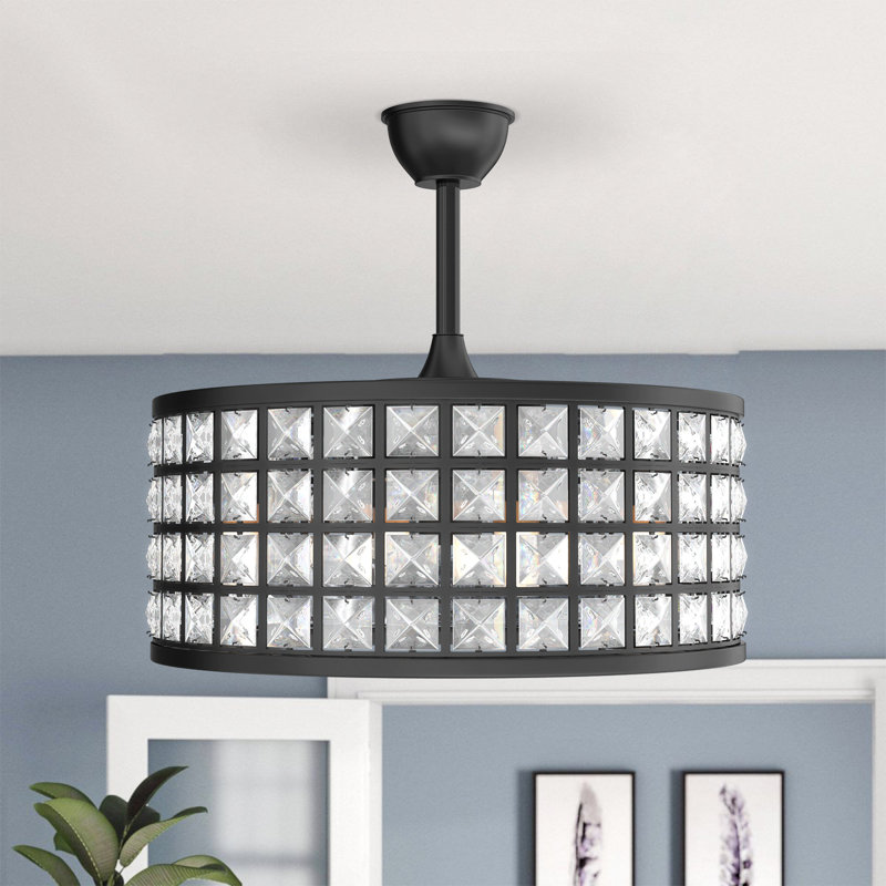 18'' Modern Bladeless Ceiling Fan with Crystal Accent