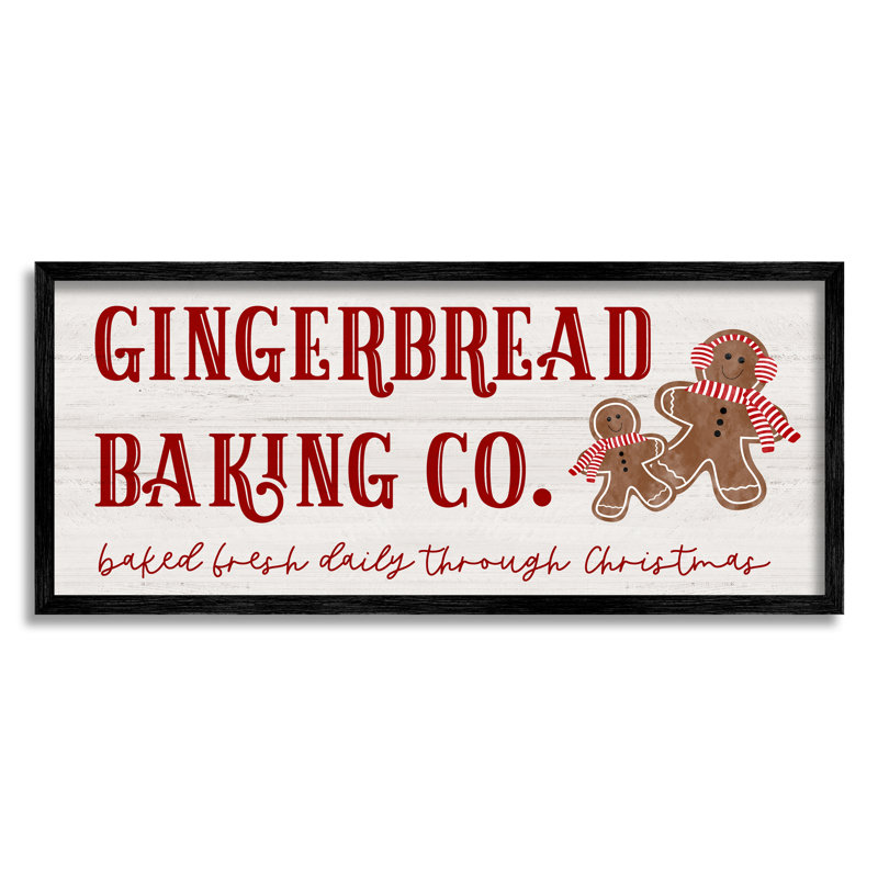 «Gingerbread Bake Co Holiday» encadré sur bois par Natalie Carpentieri, impression, H 10 po x l 24 po, Noir