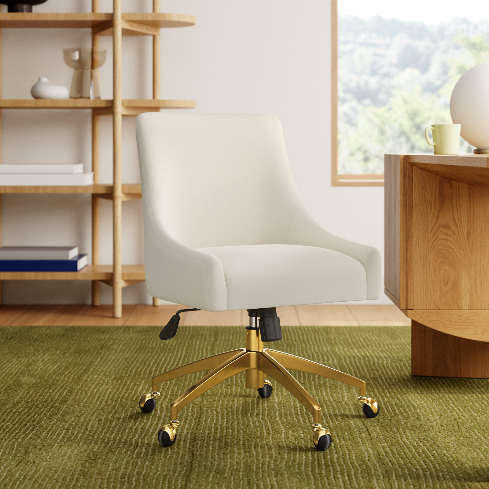 Orna Swivel Office Chair, Cream, Gold