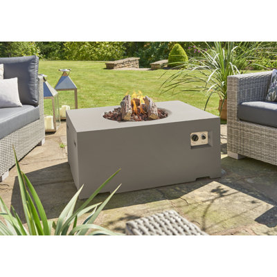 Aabas Rectangle Concrete Wood Burning Smokeless Fire Pit Table