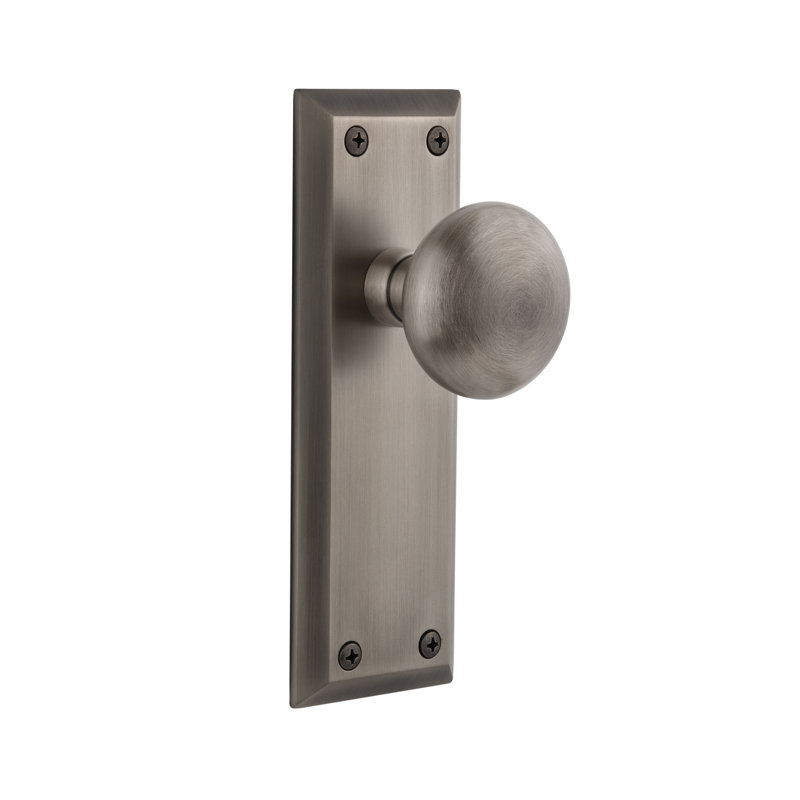 Grandeur Fifth Avenue Plate Single Dummy with Fifth Avenue Door Knob, Antique Pewter