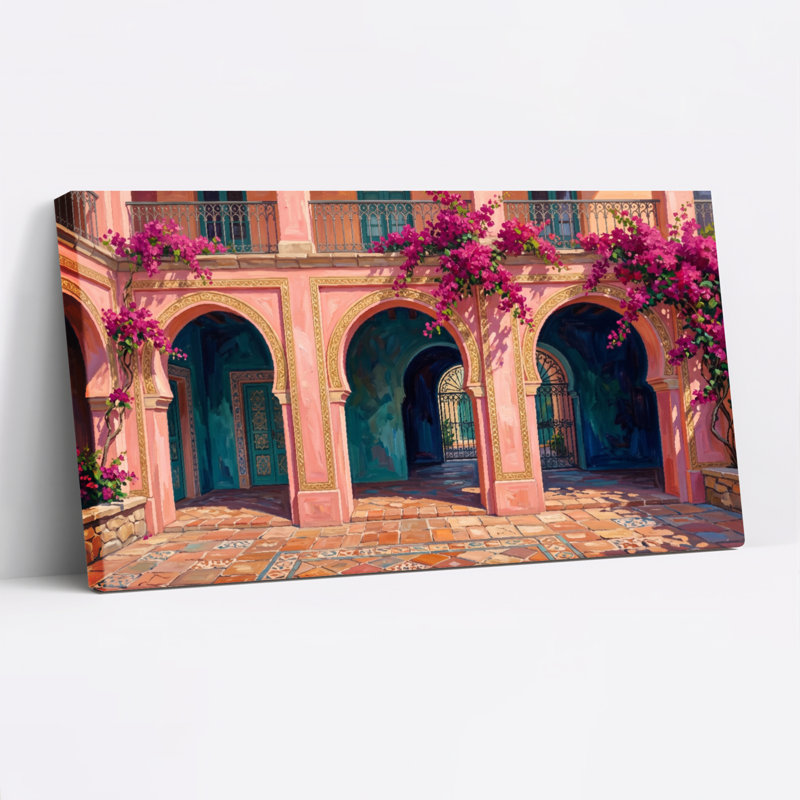 Ensemble de 1 tableau sur toile « Arches roses », 32“W x 16”H, Wrapped Canvas