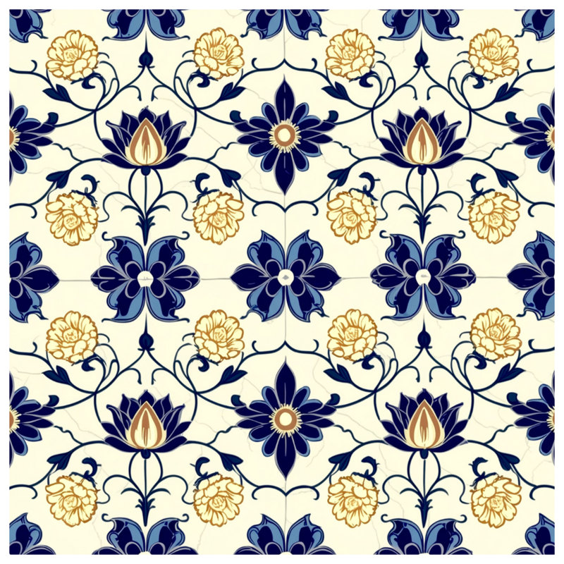 Tapisserie murale motif floral, H 50 po x l 60 po avec 4 œillets