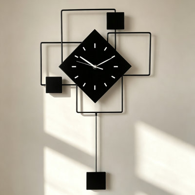 Geometric Acrylic Decorative Wall Clock, Modern Minimalist Wall Timepiece with Metal Hands and Silent Quartz Movement, Stylish Wall Decor for Living Room, Office and Hallway | 61 × 48 cm