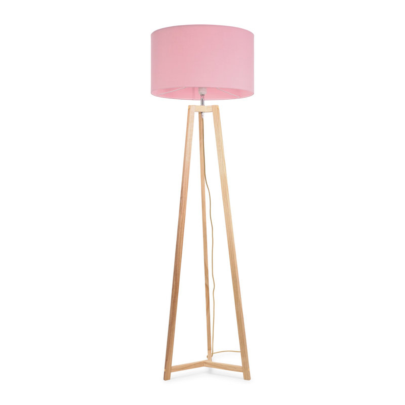 Rhavyn 148cm Traditional Floor Lamp, Blush Pink, Natural