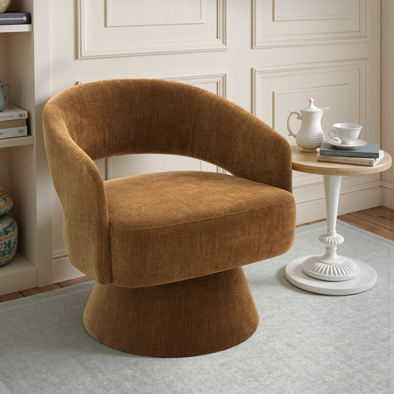 Upholstered Swivel Armchair, Orange