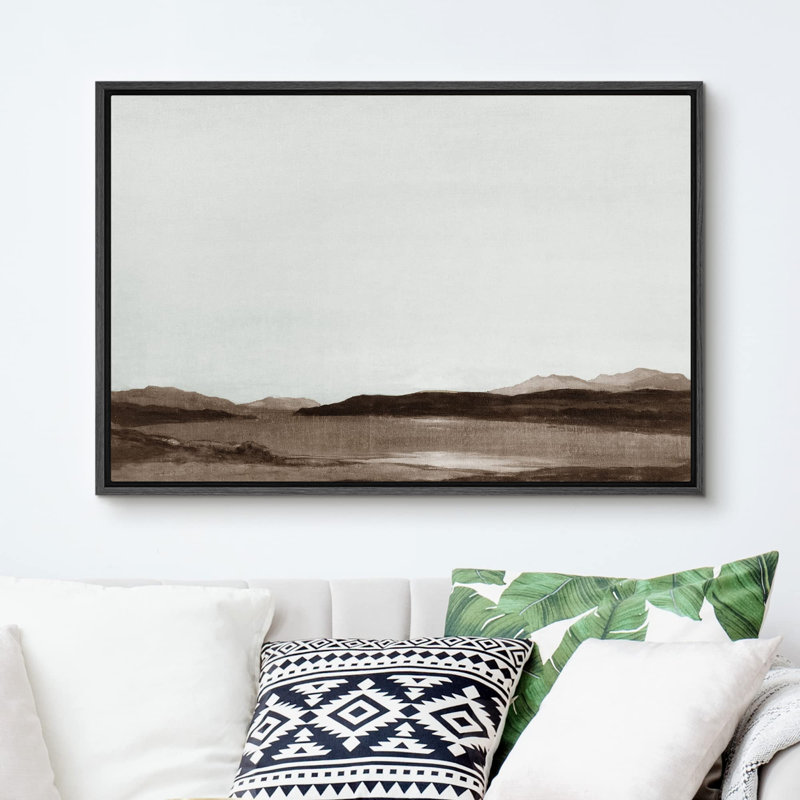 "Montagnes brunes monochromes et vallée, paysage sauvage, impressionnisme, paysage traditionnel" sur toile, Noir