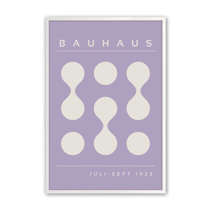 Mauve Bauhaus Flow II, H 25 po x l 19 po x P 1,25 po, Reproduction encadrée sans passe-partout, Blanc opaque
