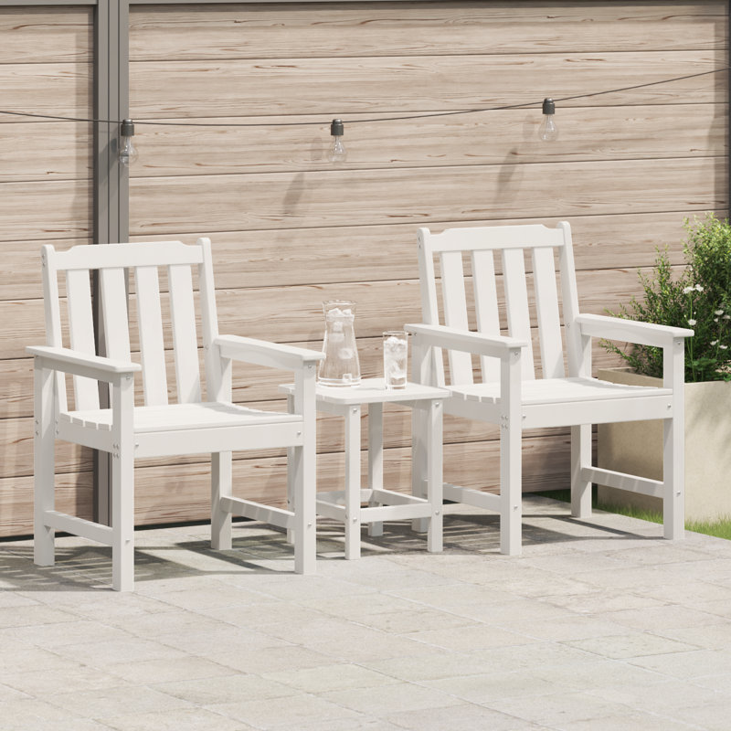 2 - Person Patio Dining Set with Rectangular Table, White