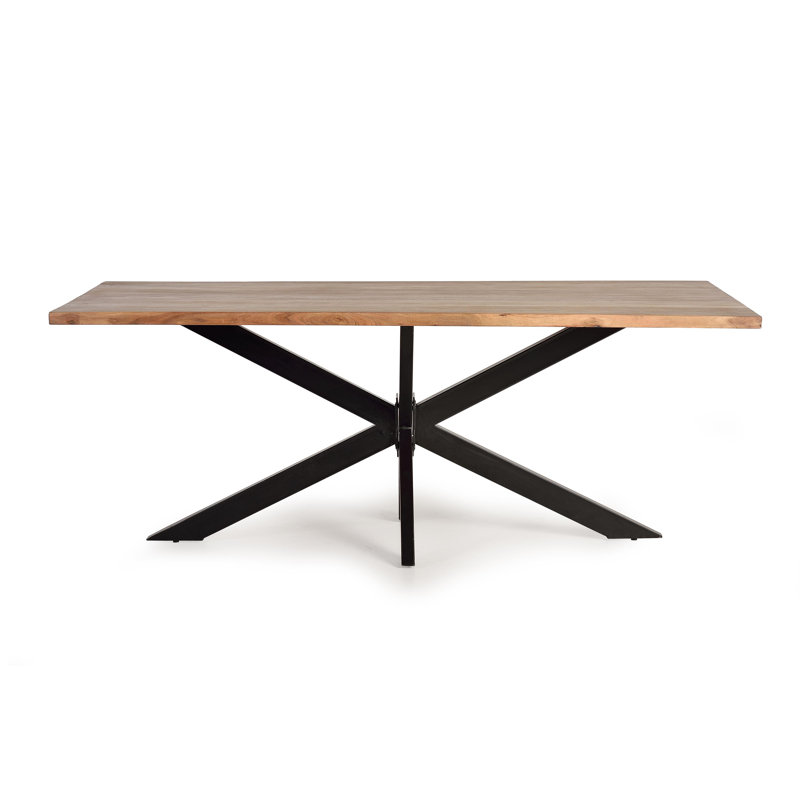 Lytham Acacia Solid Wood Top Metal Base Dining Table, H76 x L180 x W90cm