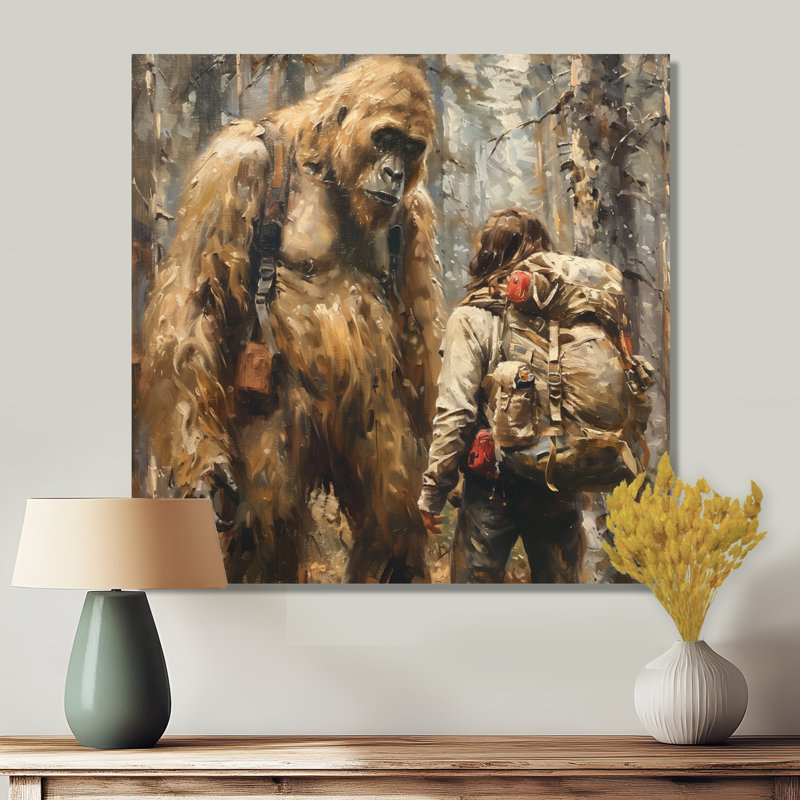 Décoration murale brune et mystérieuse Bigfoot Encounter II - Bigfoot, Toile tendue, H 36 po x l 36 po x P 1,5 po