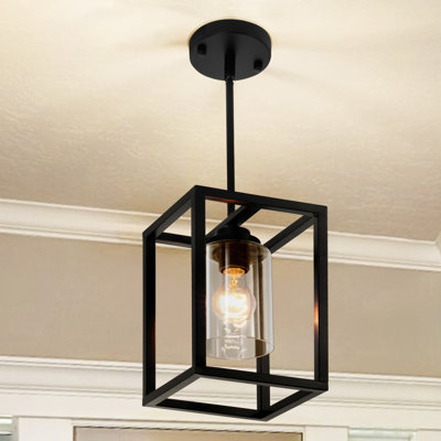 1 - Light Lantern Pendant With Modern Clear Glass Shade