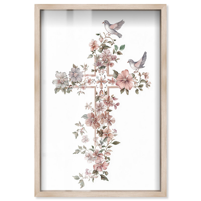 «Living Cross II Shadowbox», art mural Jésus par Art Remedy, cadre blond, 37 x 55, H 55 po x l 37 po, Cadre blond