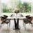 71" Modern Retangular Dining Table for 4-6, Glossy White Faux Marbke Table top, X-Shaped Stainless Steel Legs-90753975-118372375