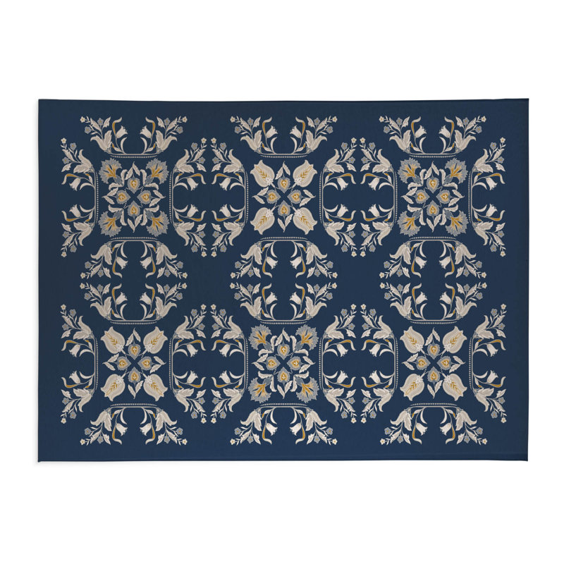 Tapis de cuisine à profil bas Rumi, Rectangle 4pi x 6 pi, Marine
