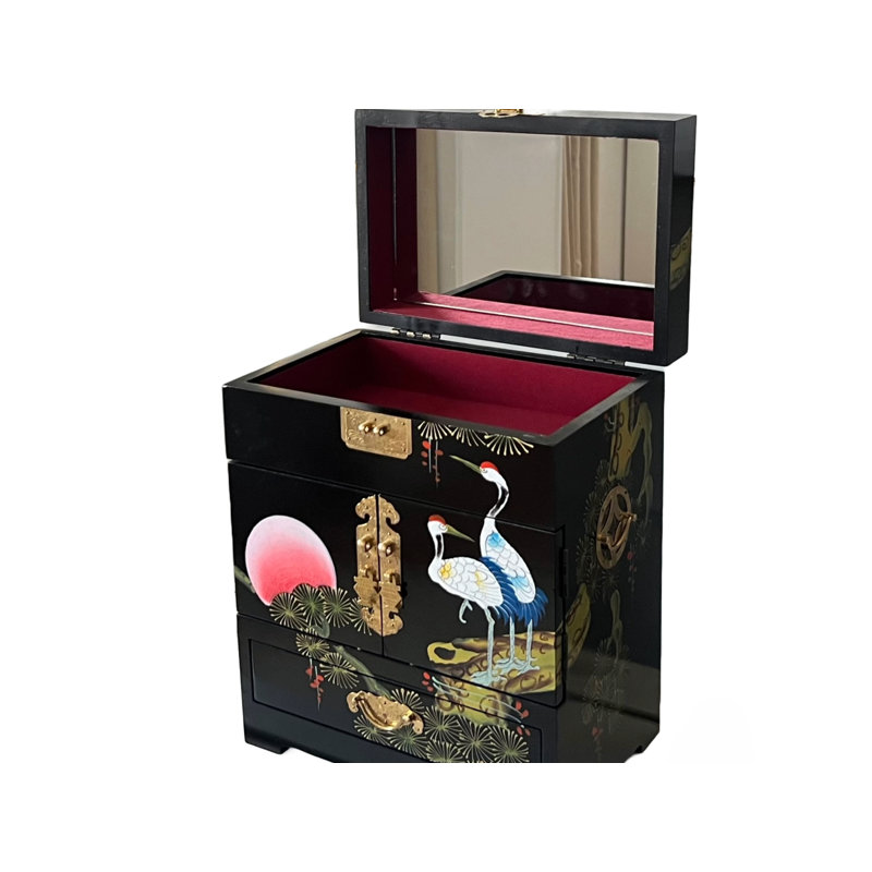 Hand Painted Cranes Jewellery Box