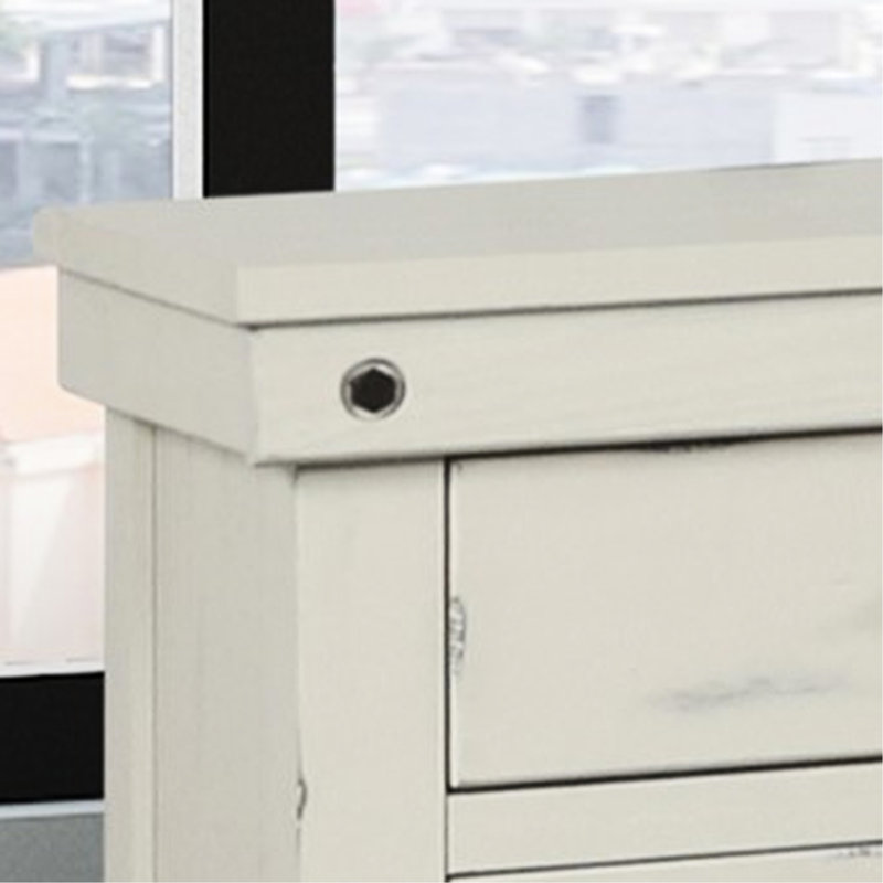 Table de chevet blanche avec 3 tiroirs et tablettes, structure en bois massif 3 en blanc, faite pour un look polyvalent