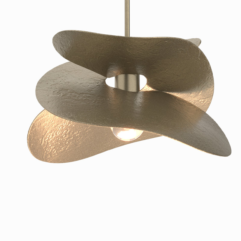 Hibiscus 1 - Light Unique/Statement Geometric Pendant, Soft Gold