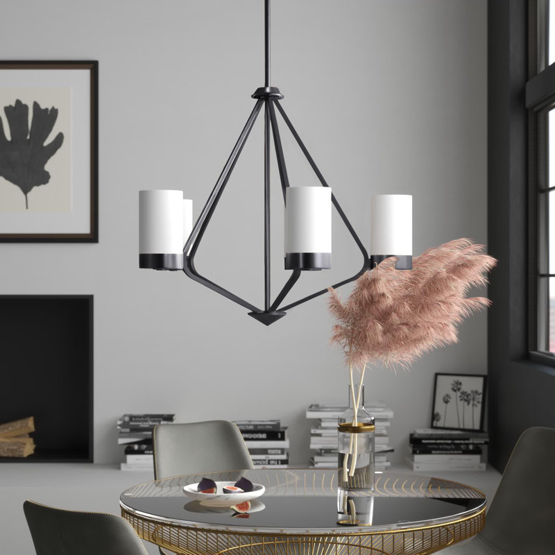 Jaydiel 5 - Light Dimmable Geometric Chandelier, Black