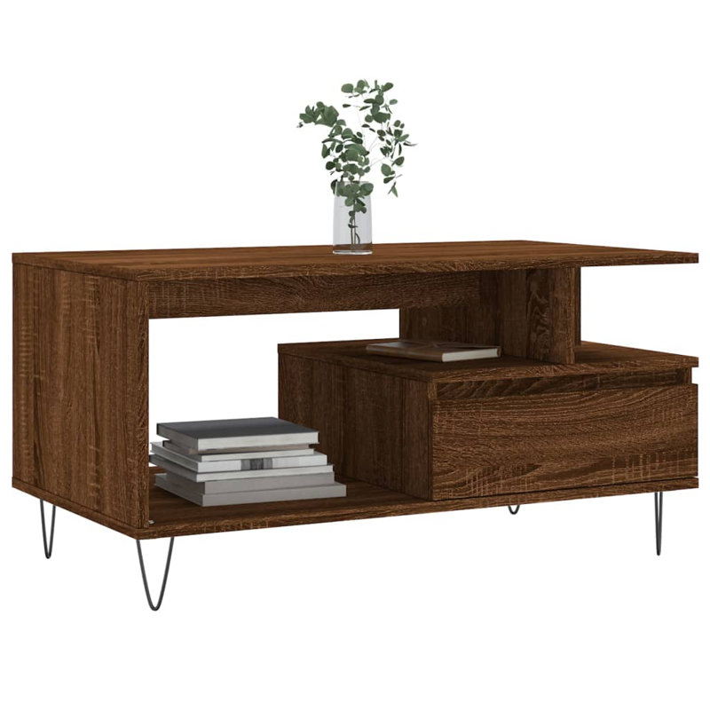 Coffee Table with Storage, Brown Oak
